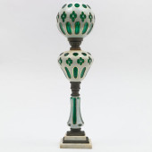 GREEN AND WHITE OVERLAY GLASS