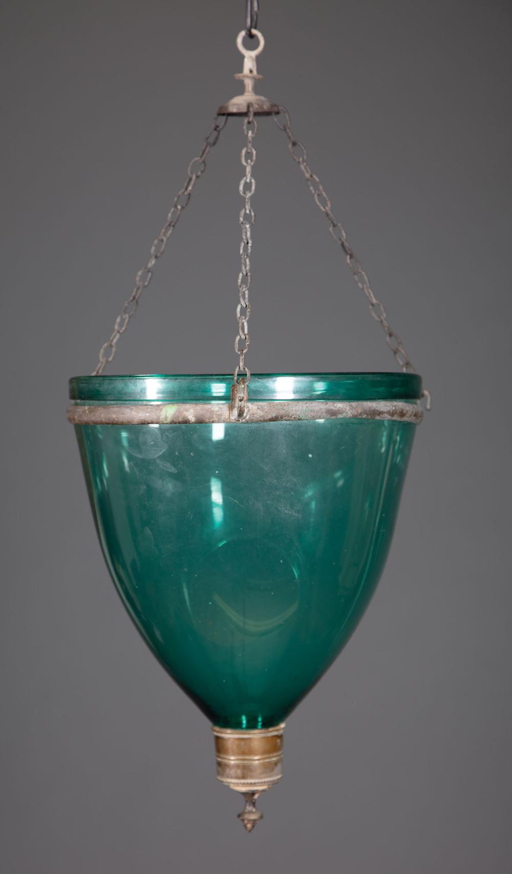 GREEN BELL-SHAPED GLASS HALL
