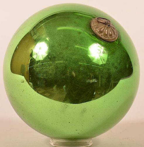 GREEN BLOWN GLASS BALL FORM
