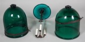 GREEN BLOWN GLASS BELL JAR TWI