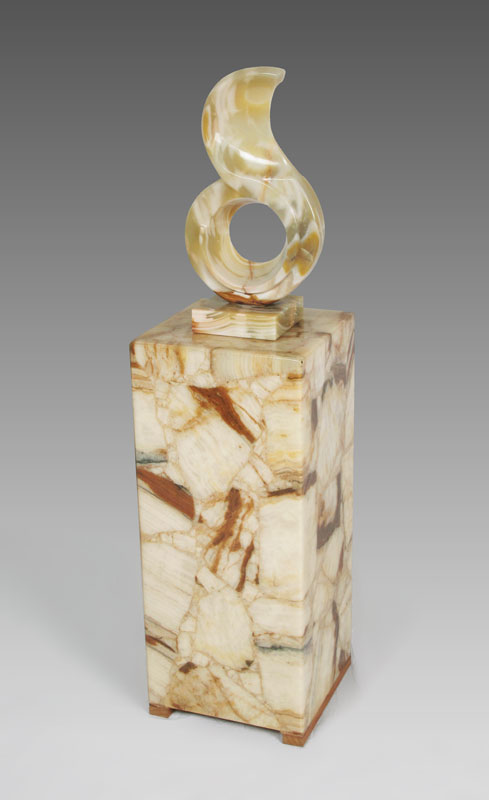 GREEN & BROWN ONYX PEDESTAL AND