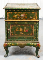 GREEN CHINOISERIE DECORATED BE