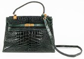 GREEN CROCODILE SKIN 32CM HAND