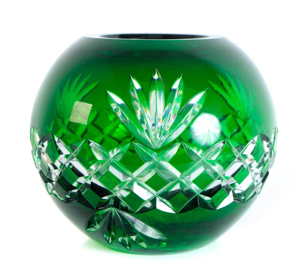 GREEN CUT TO CLEAR CRYSTAL ROSE