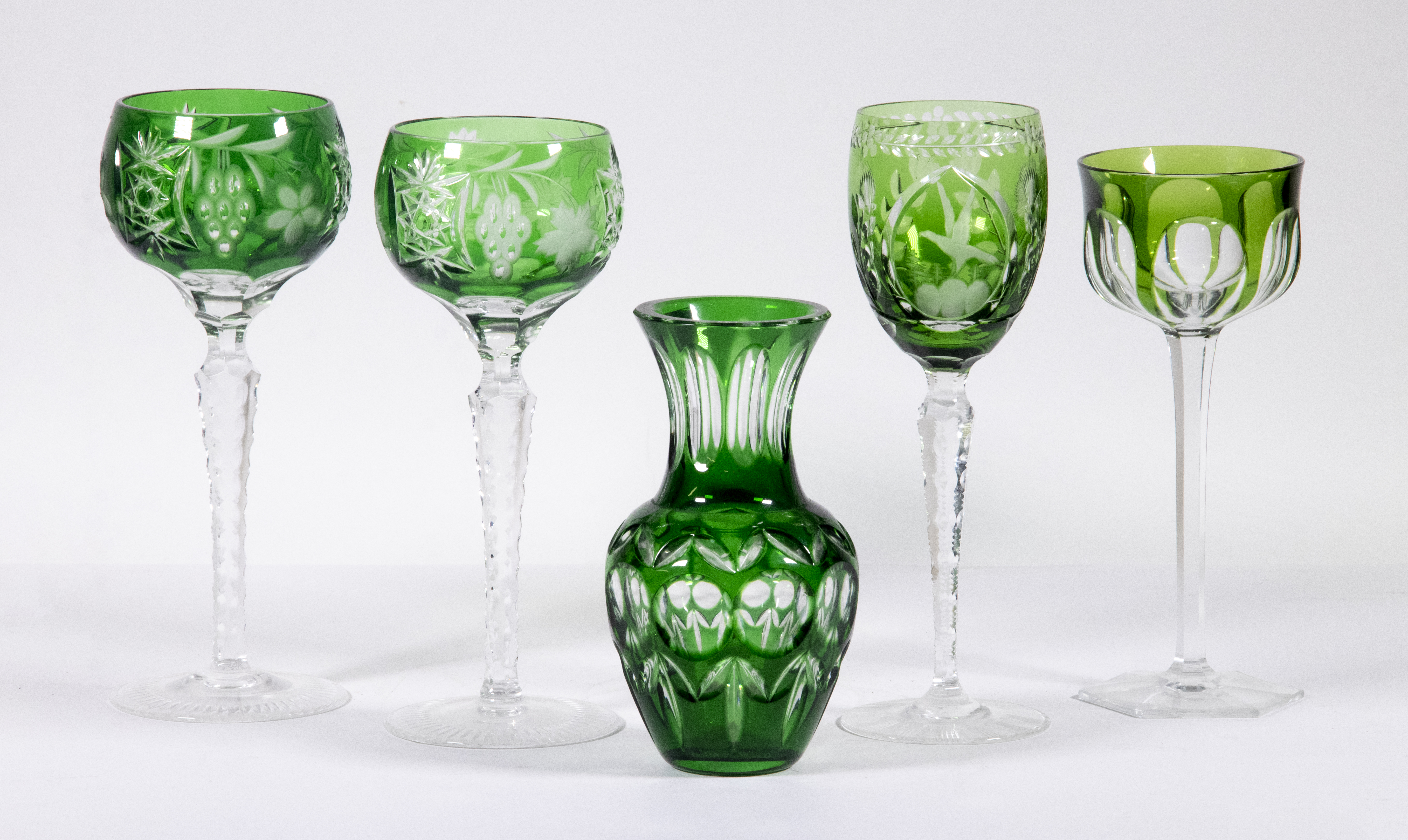 GREEN CUT-TO-CLEAR GLASS Lot of (5)