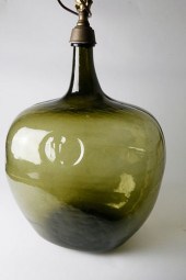 GREEN DEMI-JOHN BOTTLE MOUNTED