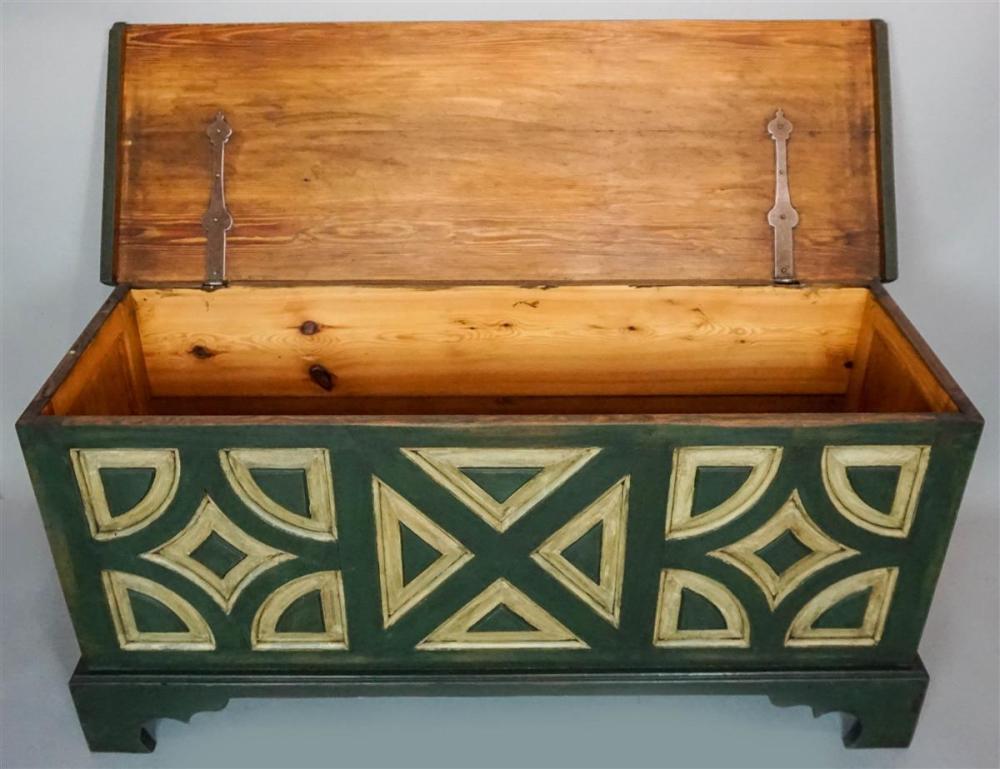 GREEN DISTRESSED PAINTED, PANELED