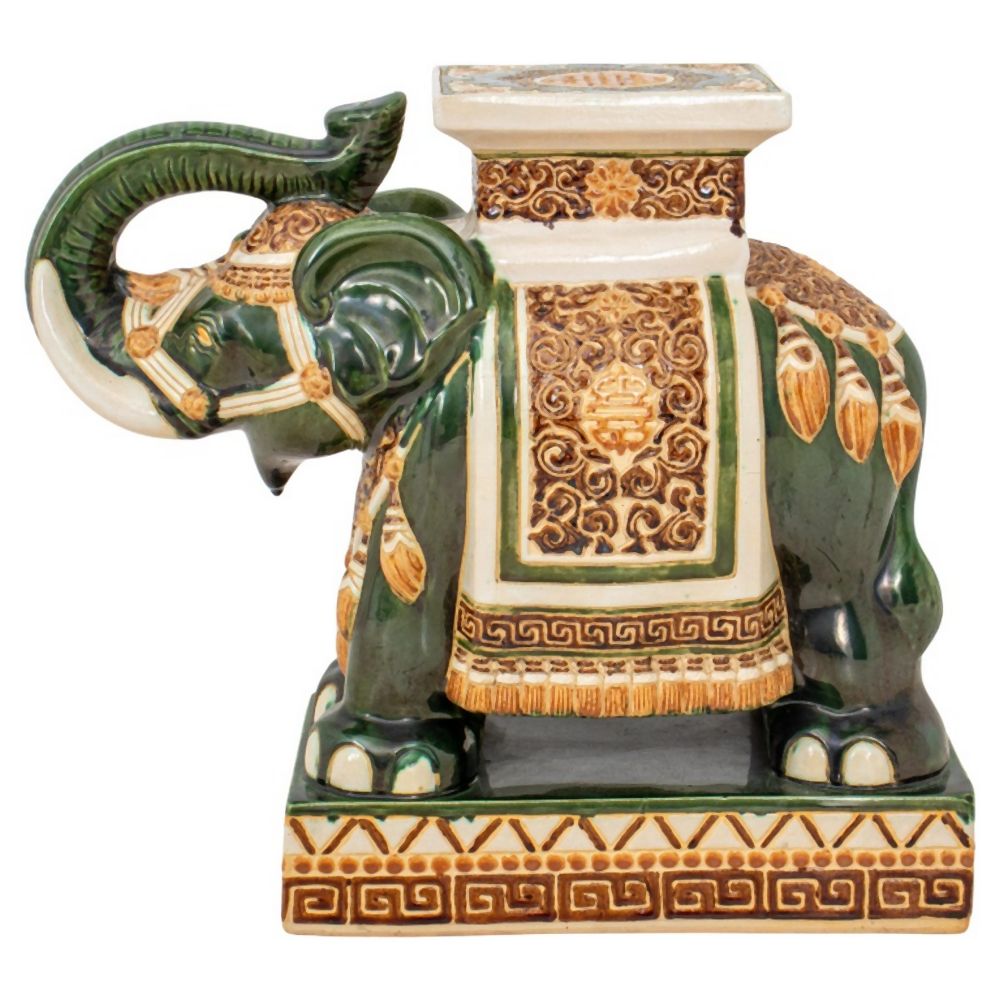GREEN ELEPHANT FORM CERAMIC