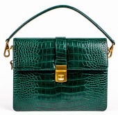 GREEN EMBOSSED FAUX LEATHER HA