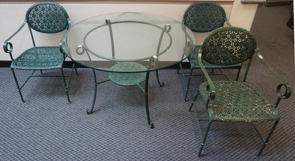 GREEN ENAMEL PAINTED METAL AND