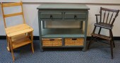 GREEN ENAMEL SIDE CABINET, 19T