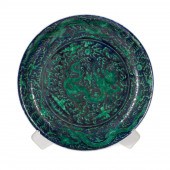 GREEN ENAMELED BLUE GROUND 'DR