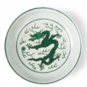 GREEN-ENAMELLED 'DRAGON' DISH