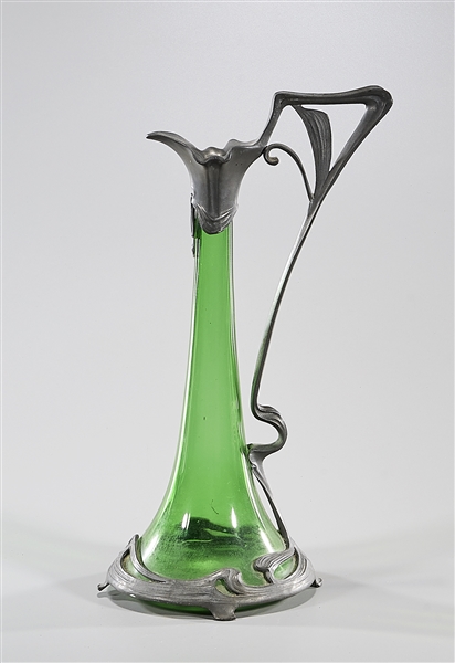 Green glass and tin Art Nouveau