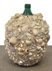 GREEN GLASS CARBOY ENCRUSTED W