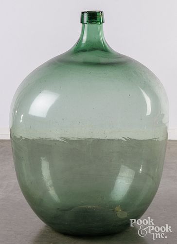 GREEN GLASS DEMIJOHN, 25&QUOT;