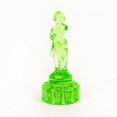 GREEN GLASS FIGURINE FLOWER FR