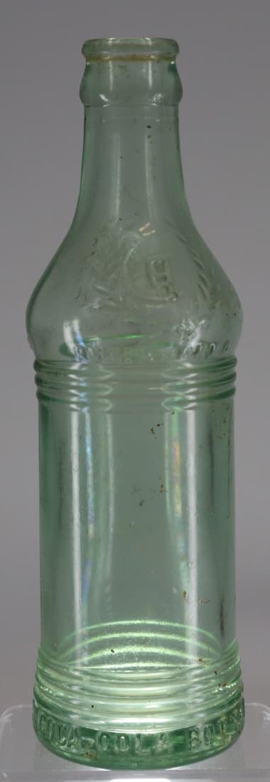 GREEN GLASS SODA BOTTLE, COCA