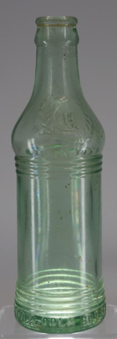 GREEN GLASS SODA BOTTLE, COCA