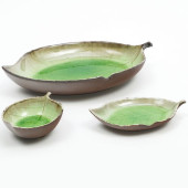 GREEN GLAZED LEAF FORM TABLE S