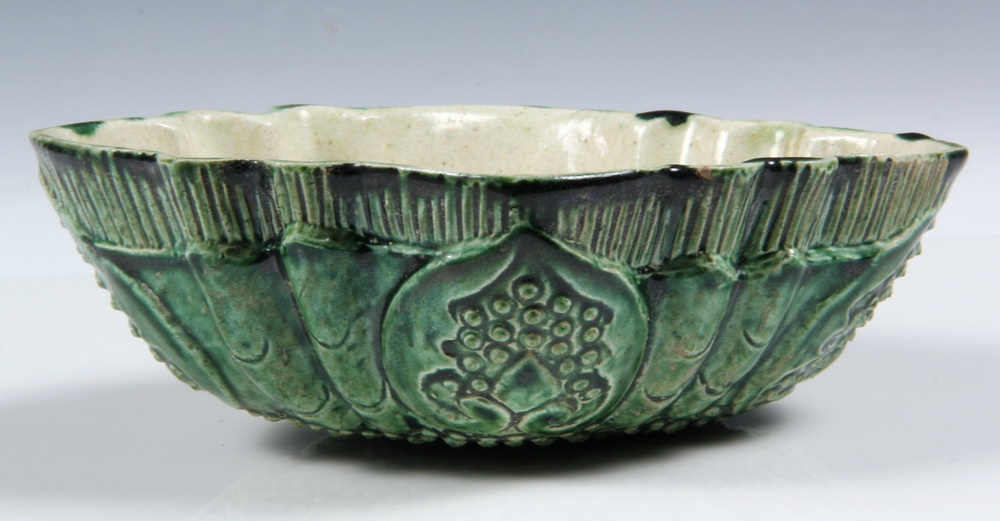 GREEN GLAZED POTTERY CUP -
