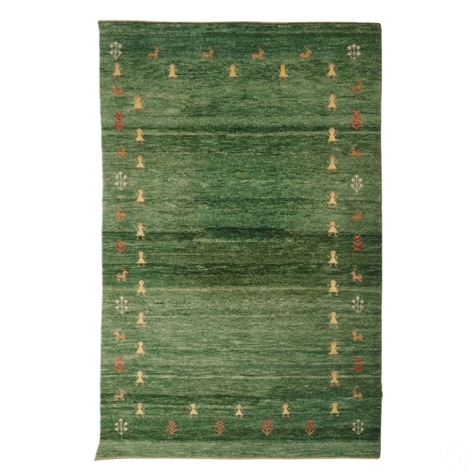 GREEN HAND MADE WOOL PERSIAN GABBEH
