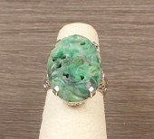 GREEN HARDSTONE AND WHITE GOLD