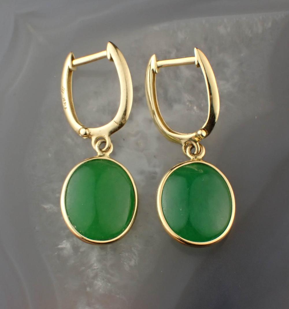 GREEN JADE AND FOURTEEN KARAT