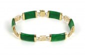 GREEN JADE AND FOURTEEN KARAT