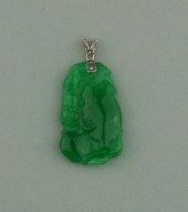 GREEN JADEITE JADE, 18K AND DI