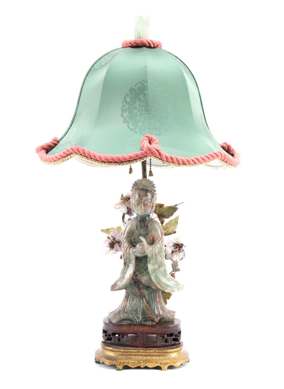 GREEN JADEITE QUANYIN FIGURE