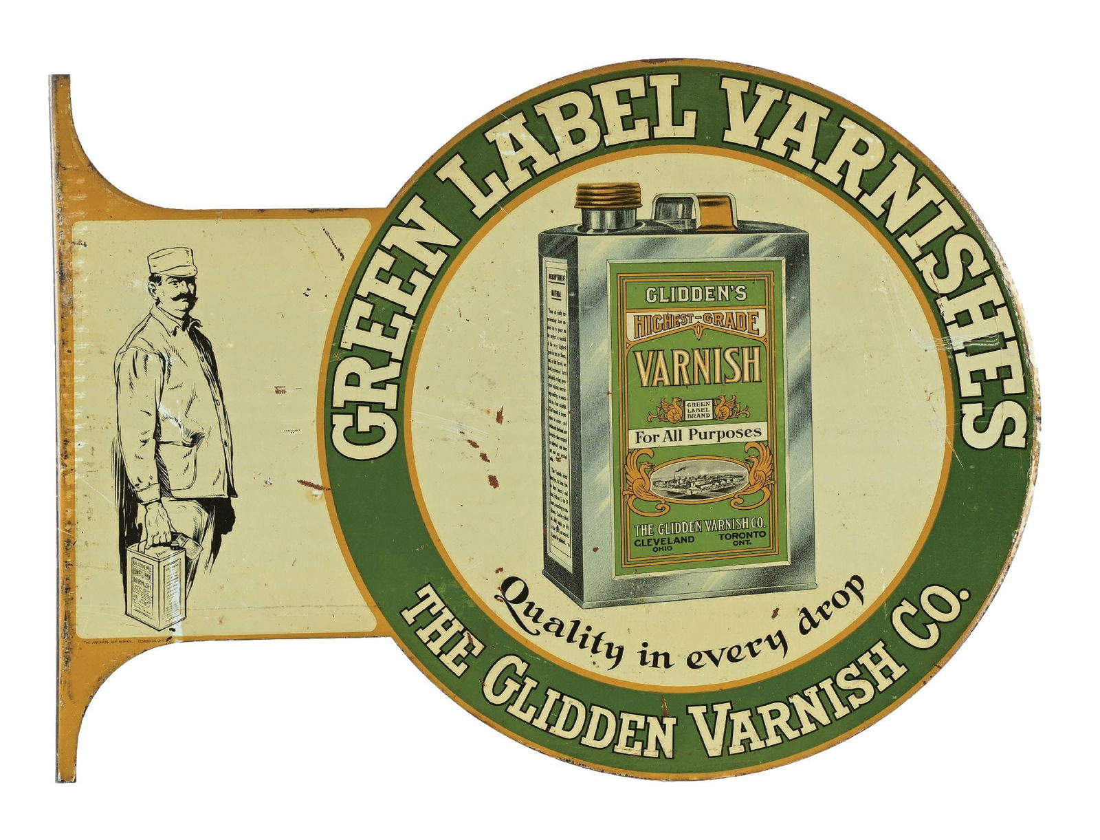 GREEN LABEL VARNISHES FLANGE SIGN