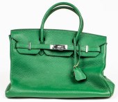 GREEN LEATHER 35CM HANDBAG Gre
