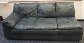 GREEN LEATHER UPHOLSTERED THRE