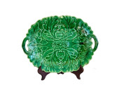 GREEN MAJOLICA SERVING PLATTER