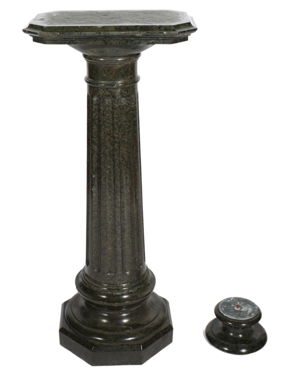 GREEN MARBLE CARVED COLUMNAR