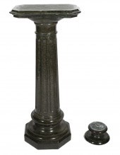 GREEN MARBLE CARVED COLUMNAR P