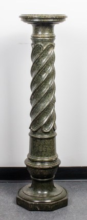 GREEN MARBLE COLUMNAR PEDESTAL