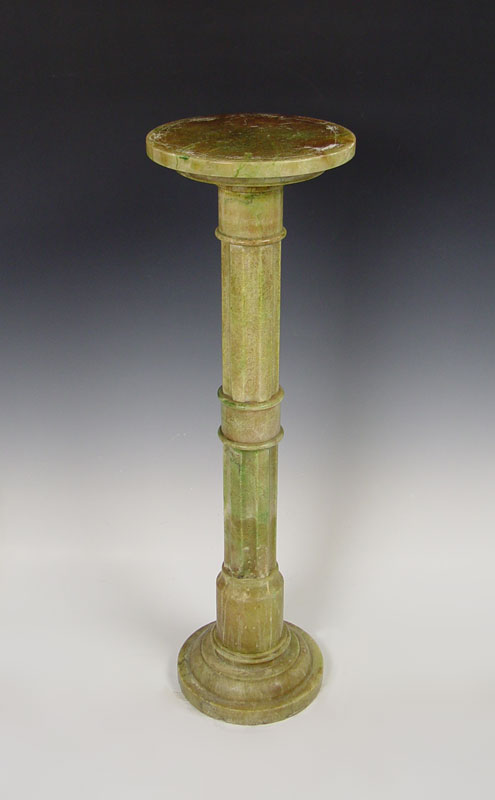 GREEN MARBLE PEDESTAL: Ribbed