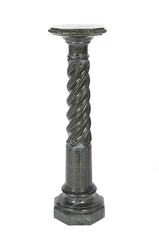 GREEN MARBLE SPIRAL PEDESTALGREEN
