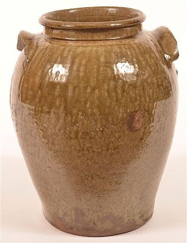 GREEN MOTTLE GLAZED LARGE STORAGE
