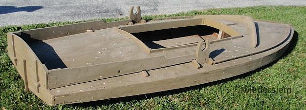 Green painted cedar duck boat