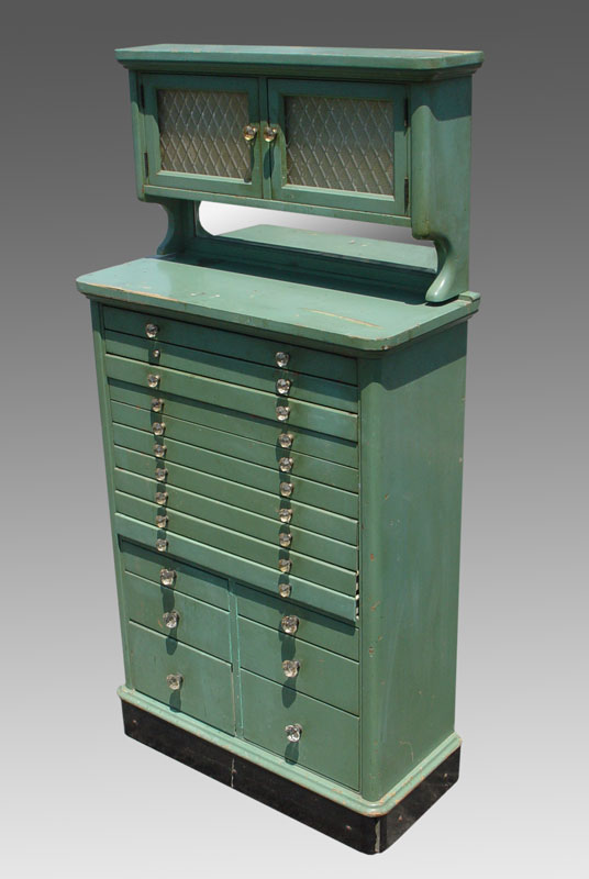 GREEN PAINTED DENTAL CABINET: 2