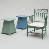 GREEN PAINTED FAUX BAMBOO ARMC