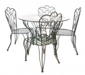 GREEN-PAINTED IRON PATIO DININ
