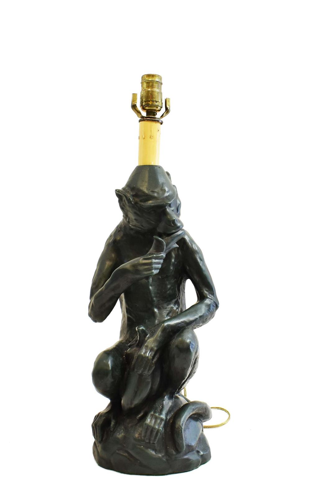 GREEN PAINTED PLASTER MONKEY,