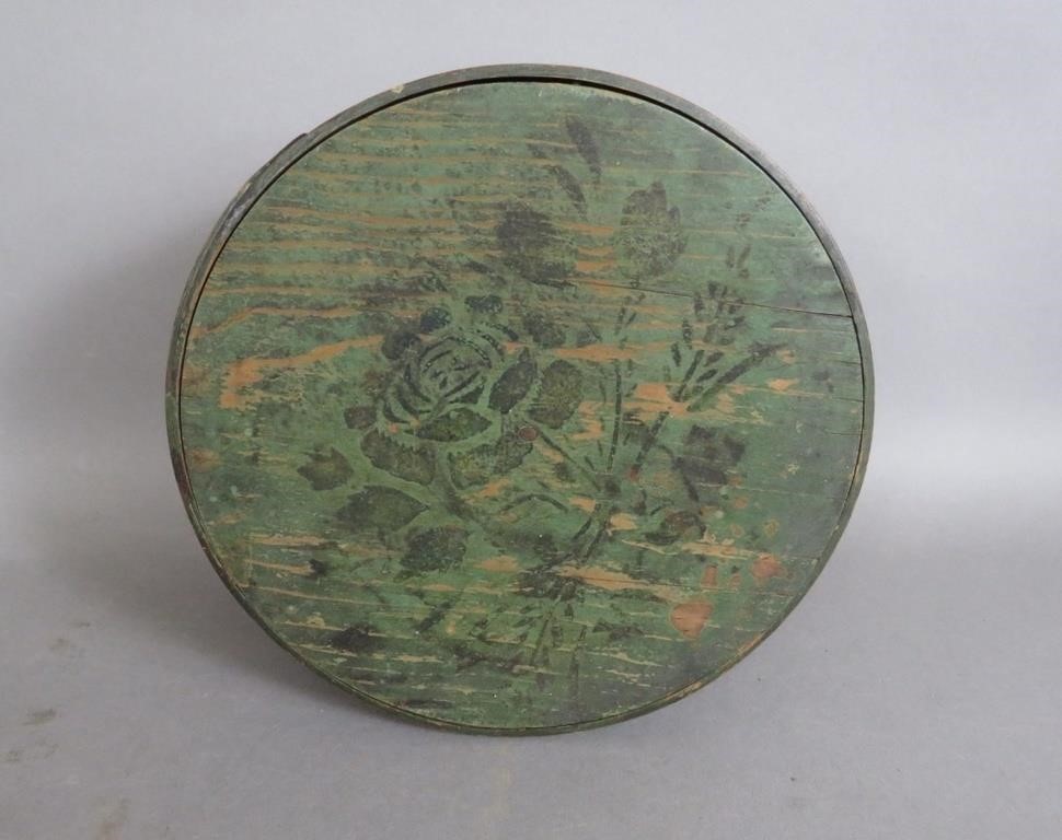 GREEN PAINTED ROUND PANTRY BOXca.