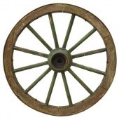 GREEN PAINTED SPOKED WAGON WHE