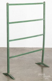 GREEN PAINTED TOWEL STAND, 19T