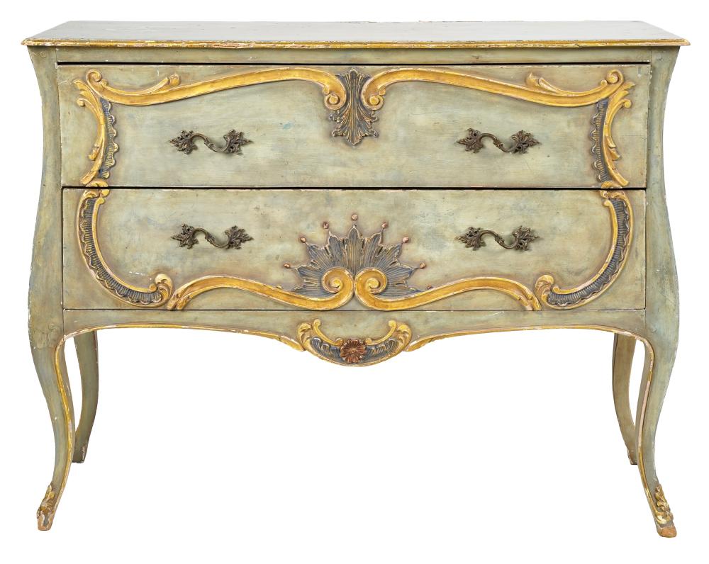 GREEN-PAINTED TWO-DRAWER